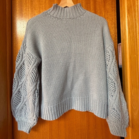 TWIK Blue Knit Sweater with Balloon Sleeves - Picture 5 of 6